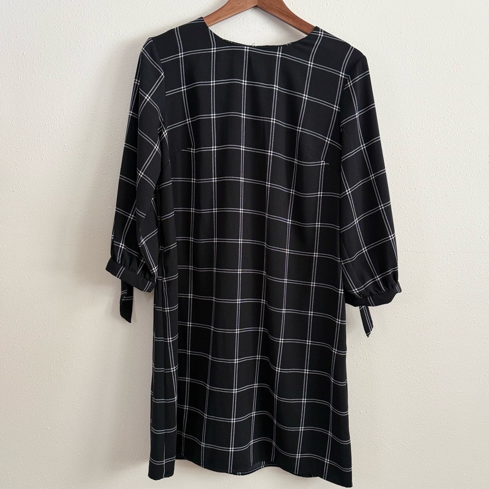 A New Day Black Windowpane Dress Pockets Size M